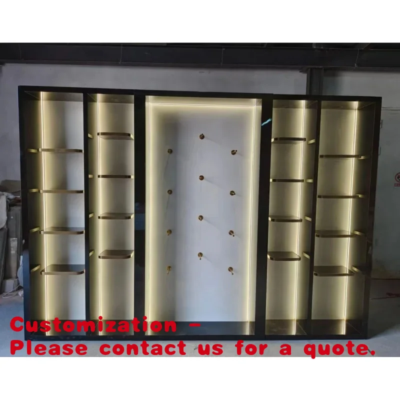 

Customize.Luxury Bag Display and Storage Cabinet Painting Lighting Woman Handbag Shoe Hat Clothing Store Bag Cabinet