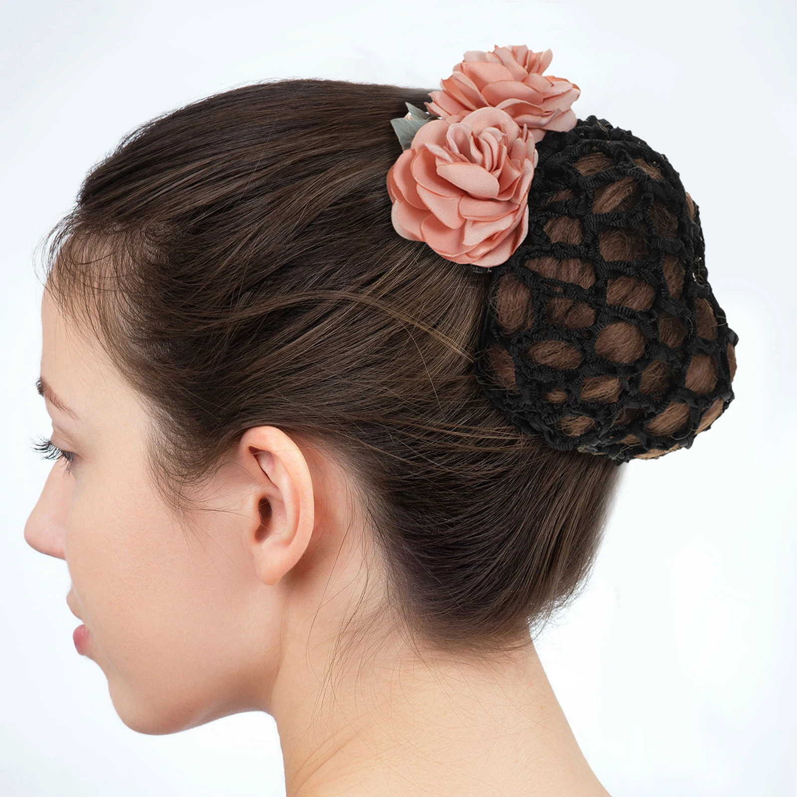 

Hair Nets for Women Bun Clips Handmade Flower Net Pink Coarse Hair Accessories Daily Use Durable Long Time Girls Women Gifts