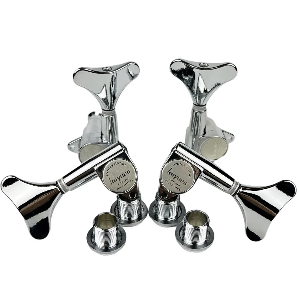 KAYNES 1:18 Ratio Headstock Sealed Electric Bass Guitar Machine Heads Tuners Closed Guitar Tuning Key Pegs DJ242 Chrome Silver