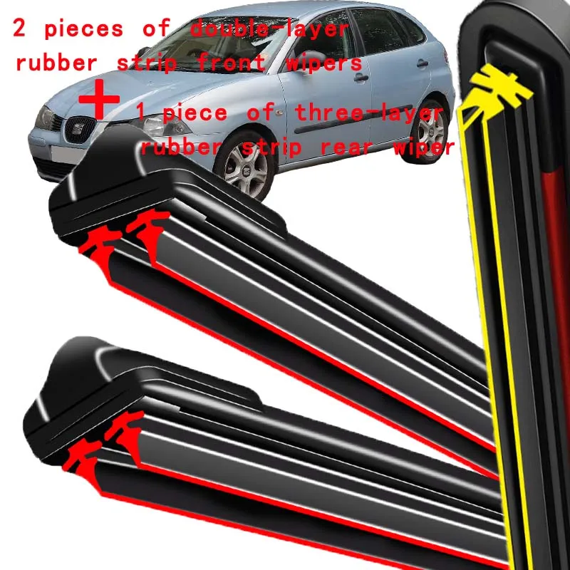 

For Seat Ibiza 6L 2006-2008 2007 Wiper Front & Rear Wiper Blades Windshield Windscreen Window Brushes 21"+19"+14"