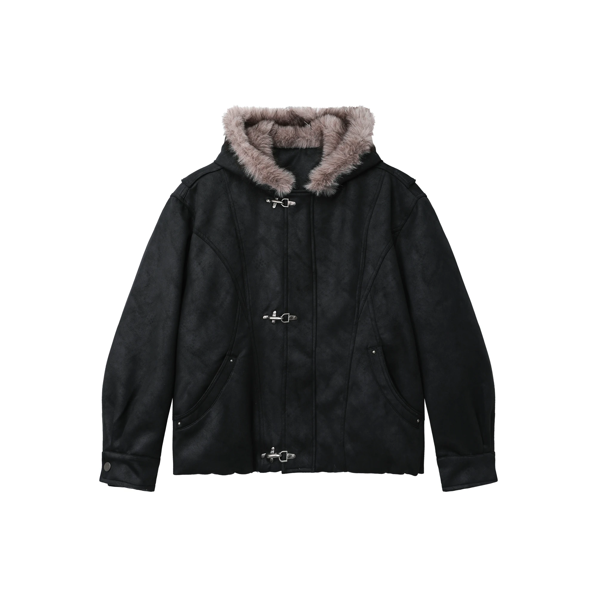 2025 зимние новые модные парки с капюшоном из искусственного меха и металлическими пуговицами, мужские парки на молнии с длинными рукавами, красивые теплые пальто