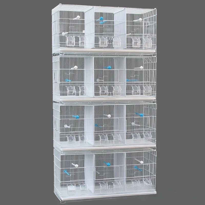 

Iron Multi Space Bird Cage Big Breeding Cage With Wooden Stand and Water Feeder for Birds Parrots