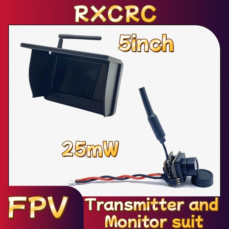 

RXCRC FPV 25mW power mini simulation VTX Integrated Transmitterand Camera 5 inch Receiving screen 800*480PX for RC Drone Parts