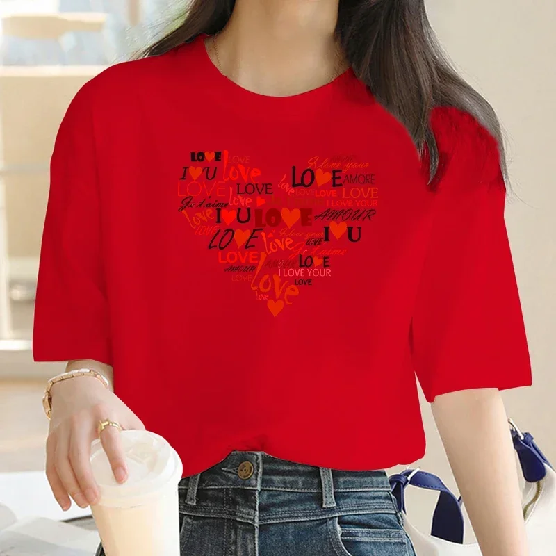 Luxury Brand Fashion LOVE Pattern stampato girocollo abbigliamento manica corta t-shirt Trend estate donna Y2K Top