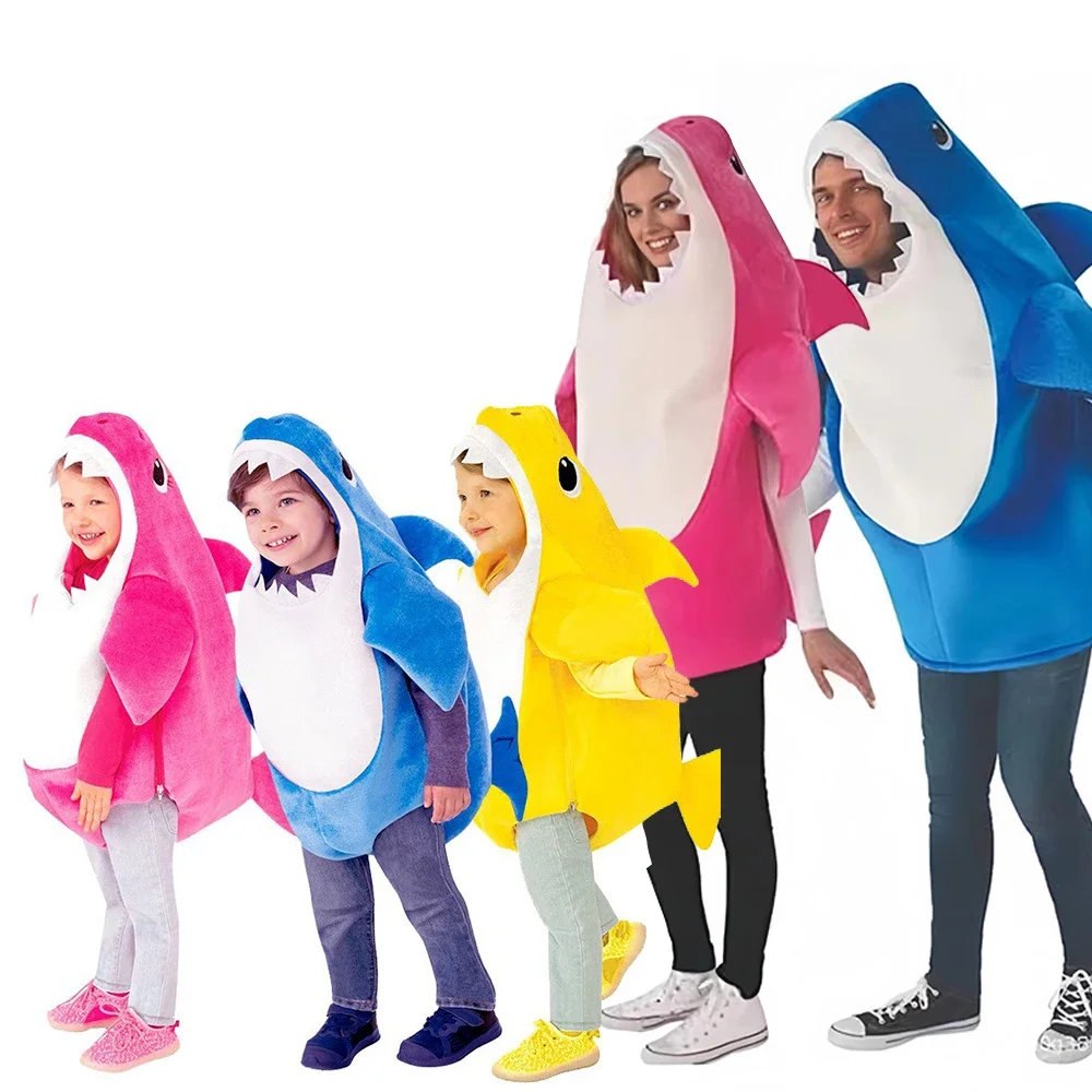 Erwachsene Kinder Hai Kostüm Overall Cosplay Kostüme Hai Anzug Baby lustige Familien feier Urlaub Geburtstags geschenk Halloween Kostüm