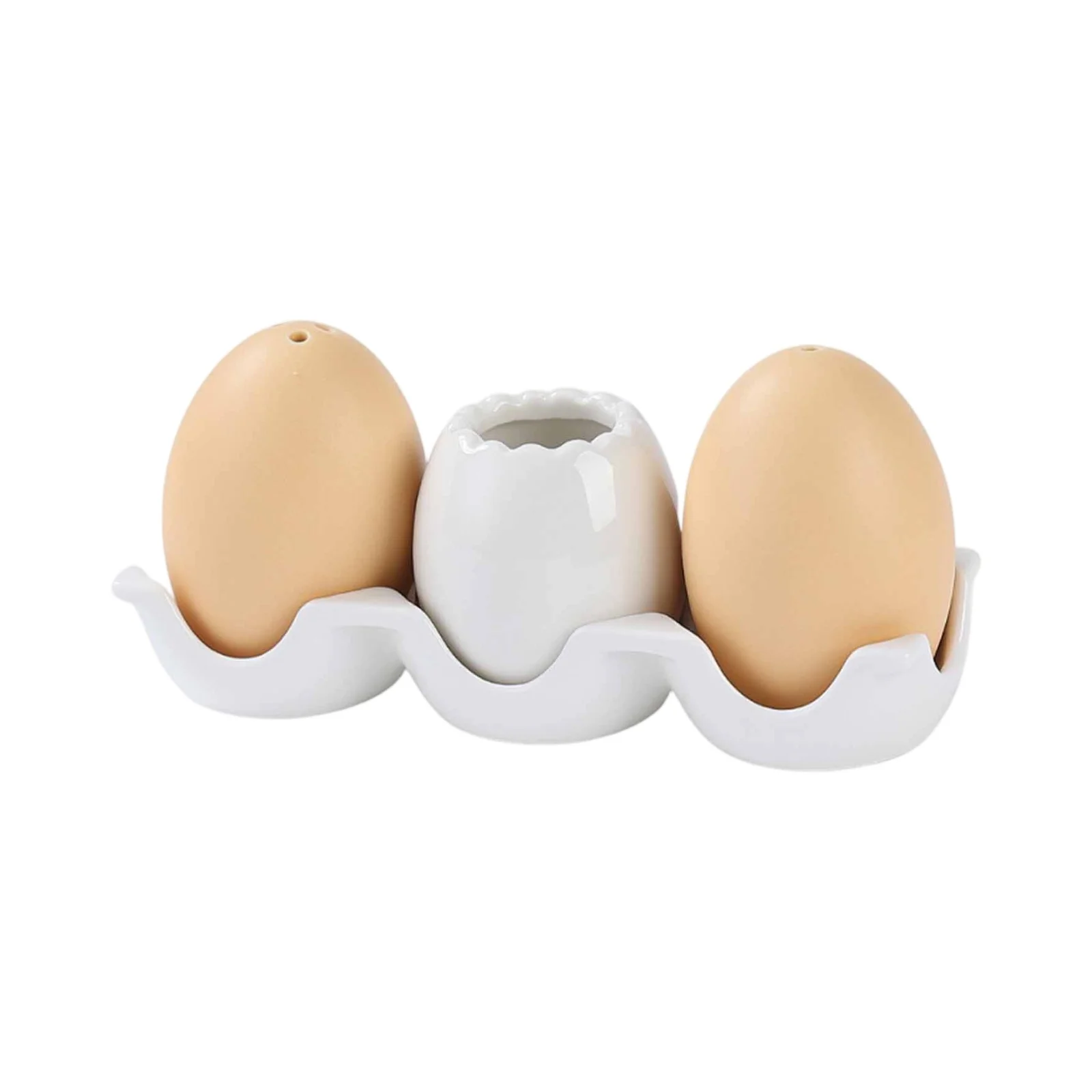 Creative Egg Shape Pepper Bottle Ceramic Spice Bottle Set with Tray Toothpick Box Kitchen Salt Sugar Bowl Home Seasoning Tool