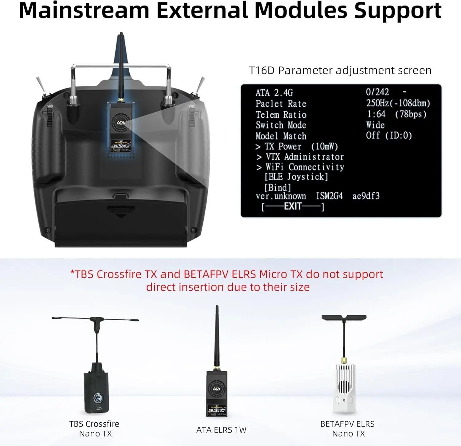 T16D 16 Channels RC Transmitter and R16F Telemetry Receiver | Nano ELRS Long Range, Voice Broadcast Support, RC Radio Remote for