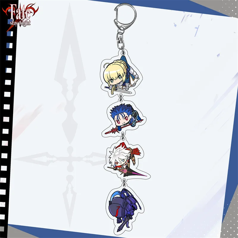 Game Fate Stay Night Figures Acher Gilgamesh Altria Pendragon Cosplay Acrylic Key Chains Cute Cartoon Bag Keyring Fans Gifts