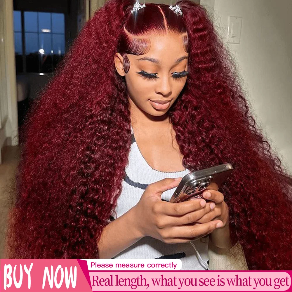 

30 Inch Burgundy Wig Human Hair 99j Burgundy 13x6 Deep Wave Lace Front Wigs Human Hair Pre Plucked HD Transparent Lace Frontal Wigs for Black Women Red Colored Wig