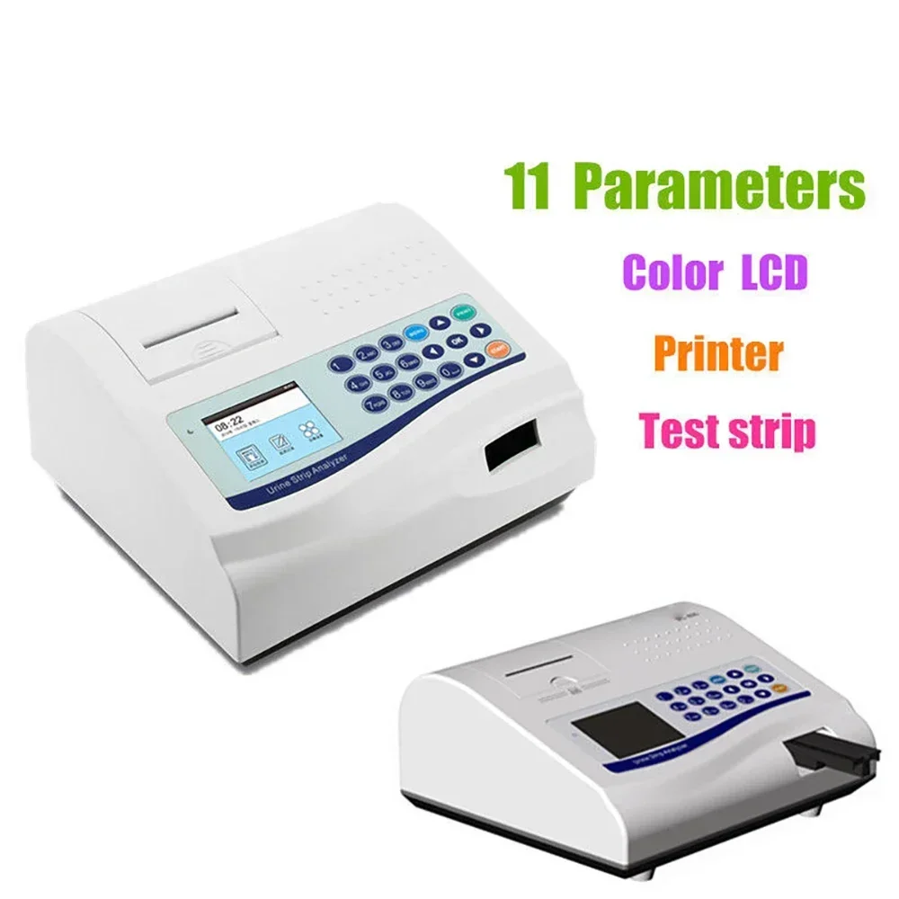 BC400 Urineanalysator 2,8 "LCD Urine-testmachine GLU BIL SG KET BLD PRO URO NIT LEU VC en PH Biochemie-analysator met printer