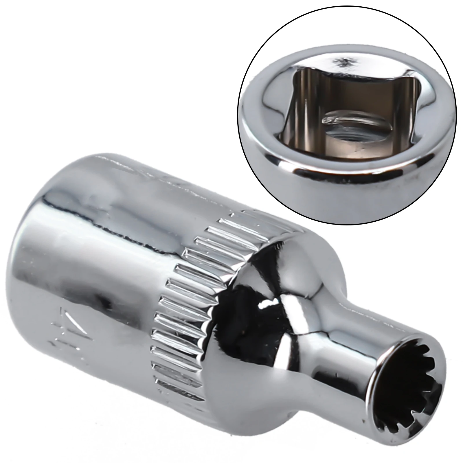 Heavy Duty 12 Point Mirror Short Socket Bit, Perfect for Ratchet Wrench, Made of Heat Treated Chrome Vanadium Steel