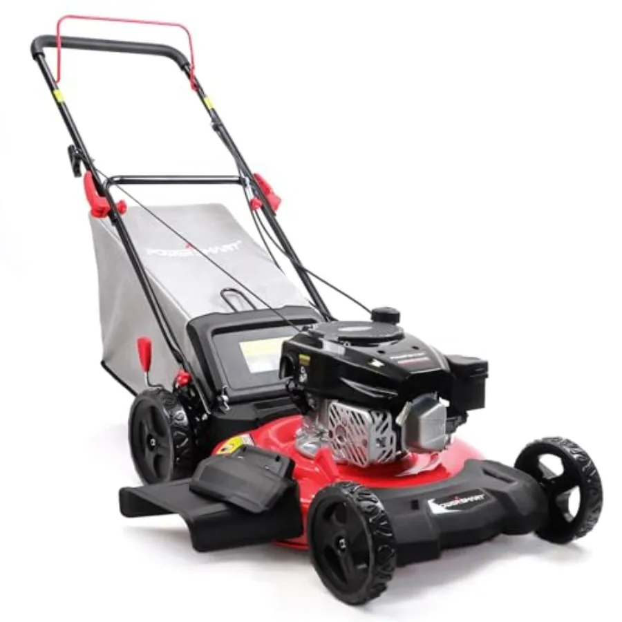 

21-Inch Gas Lawn Mower for small to medium yards steel deck green/black 144cc engine with 3-in-1 mulching bagging side discharg