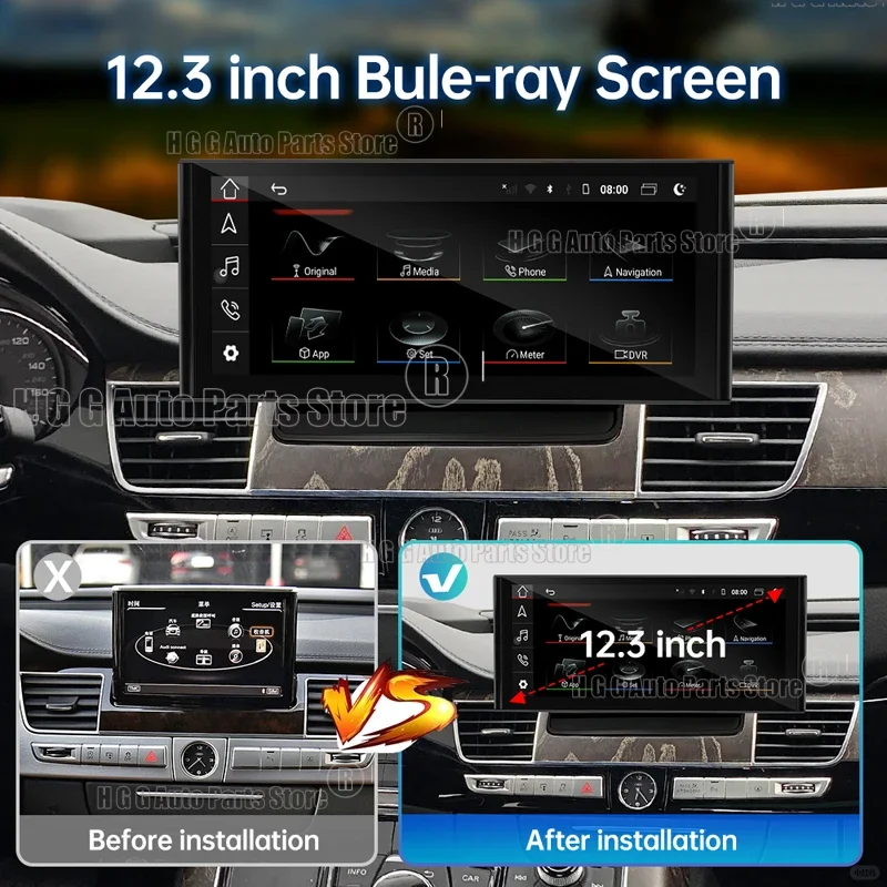 Carplay Android 13 For Audi A8 D4 2011 2012 2013 -2018 Car GPS Navigation Auto Stereo Headunit Multimedia Player 4G SIM Satnav