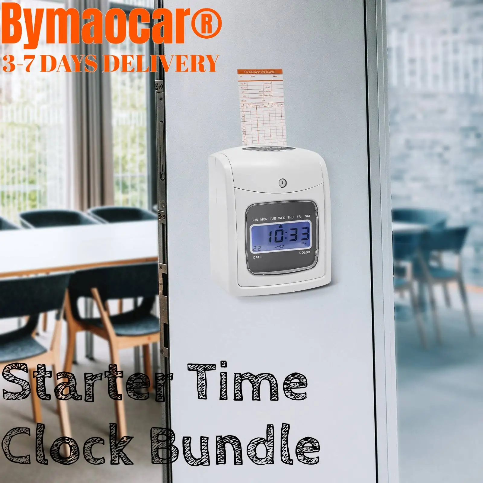 

Starter Time Clock Bundle with 50 Cards, 1 Backup Ribbon & 2 Keys or time and attendance clocking for company, factory, hospital