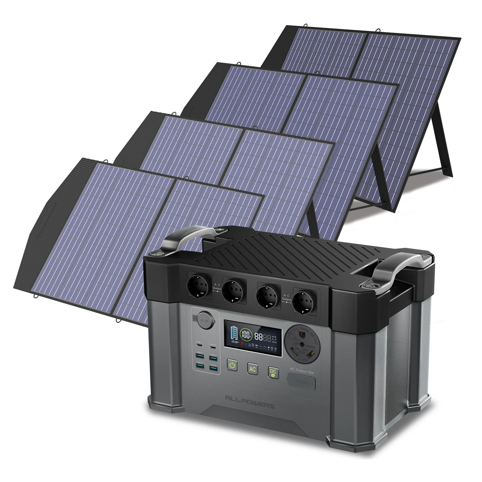 

ALLPOWERS S2000 PRO Solar Generator 2400W Portable Power Station & SP027 100W Folable Solar Panels for Outdoor RV Camping Home