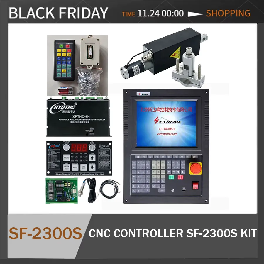 

CNC plasma flame cutting machine controller SF-2300S+THC kit JYKB-100-DC 24V+HYD XPTHC-4H height adjuster+remote SF-RF06
