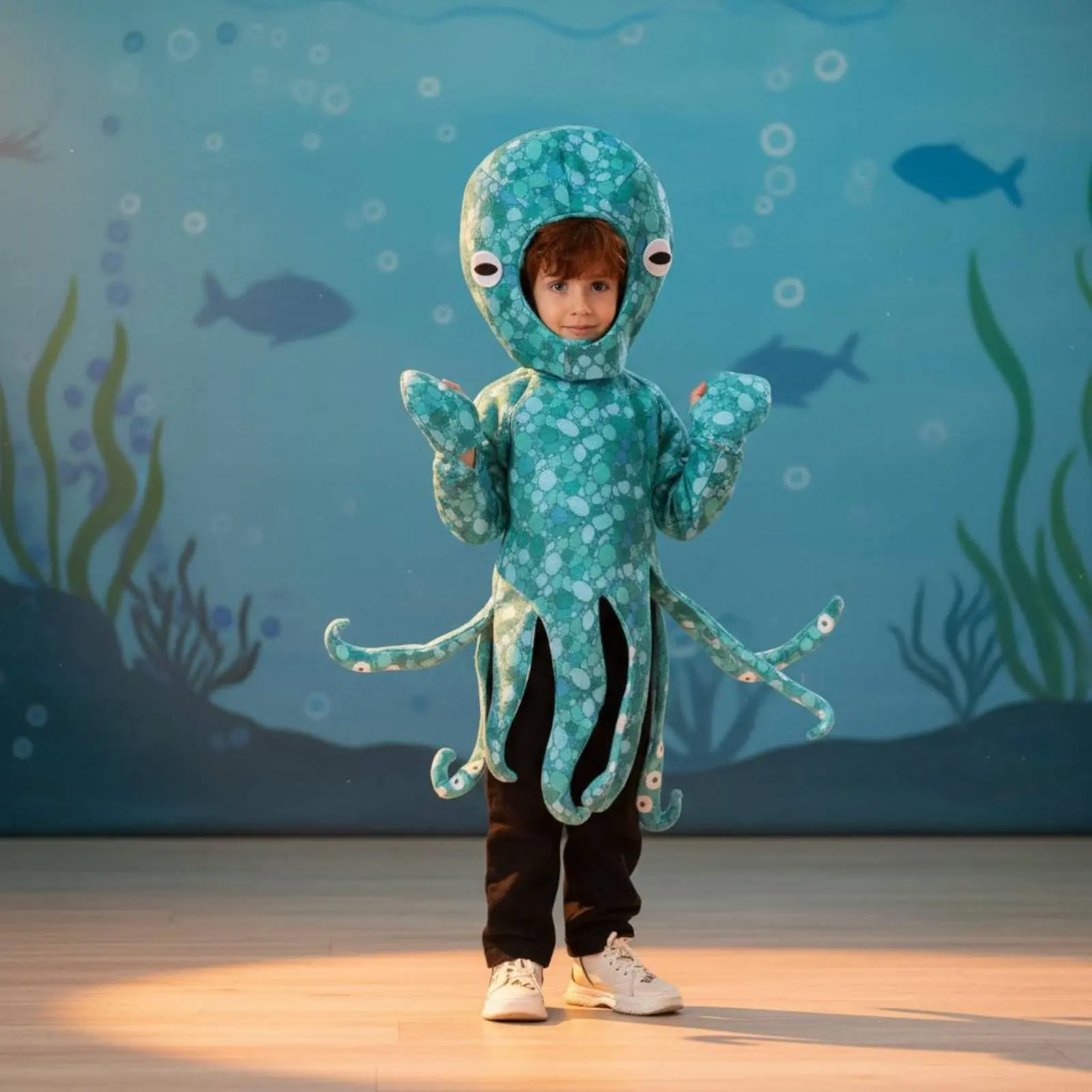 Squid Costume Single-Piece Design Sea Creature Costume Sea Creature Onesie Tentacle Creature Outfit for Young Children