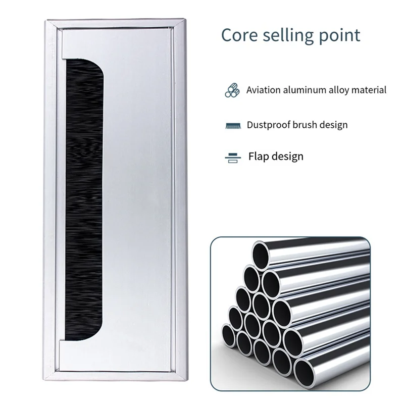 1 PCS Computer Desk Wire Hole Threading Hole Dustproof Home Improvement Hardware Fittings Aluminum Alloy Threading Box