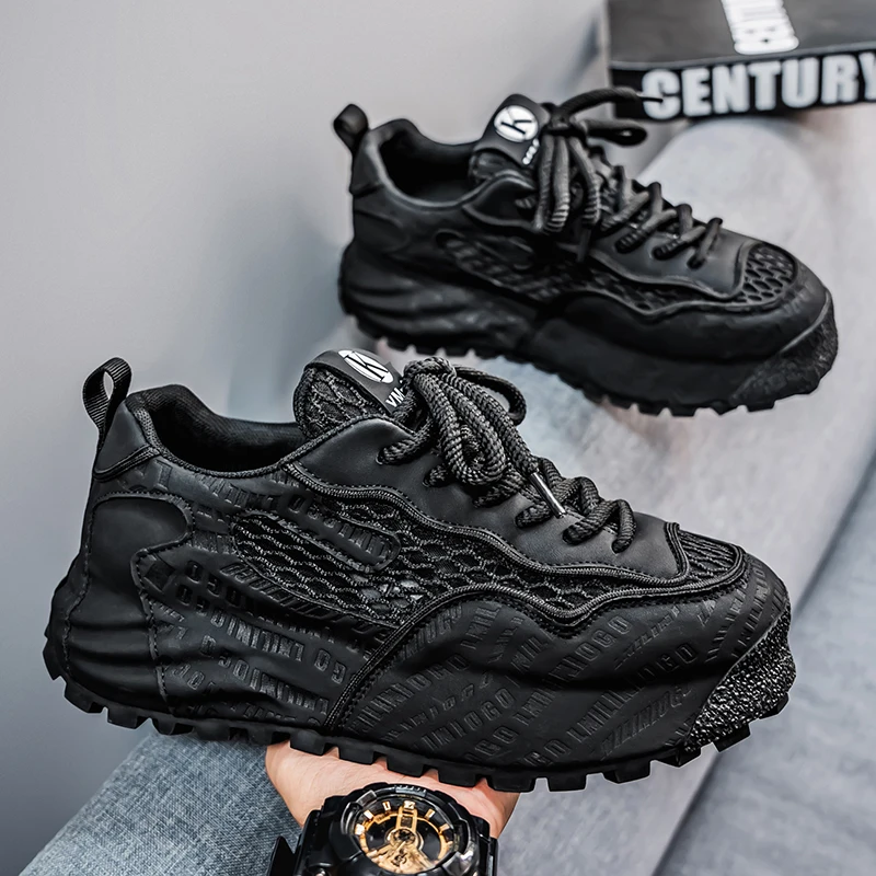 

Sports and leisure shoes, men's shoes, marathon oversized air cushioned shoes, fly woven all season rubber, wear-resistant, anti