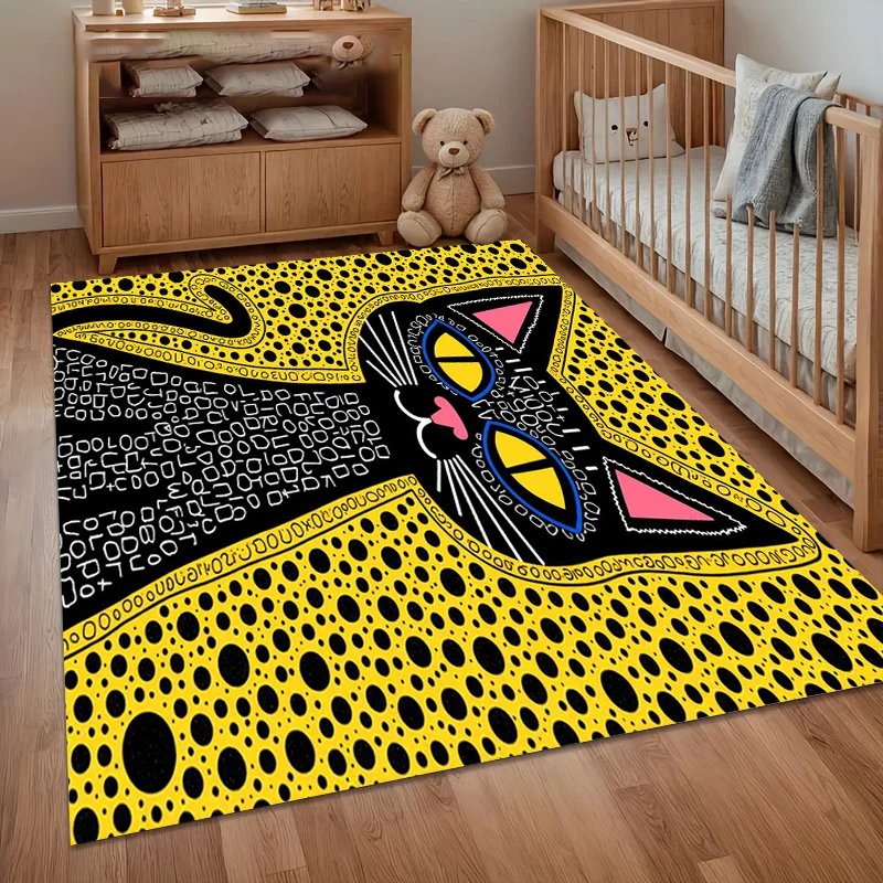 New Arrival Vibrant Pop Art Cat Area Rug Non Slip Soft Floor Carpet for Living Room Bedroom Nursery Entryway Decor