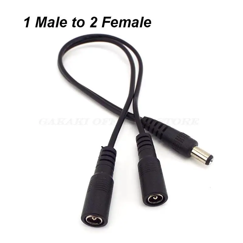 1 Female to 2 Male 1 Male to 2 Female Way Connector DC Plug Power Splitter Cable for CCTV LED Strip Light Power Supply Adapter