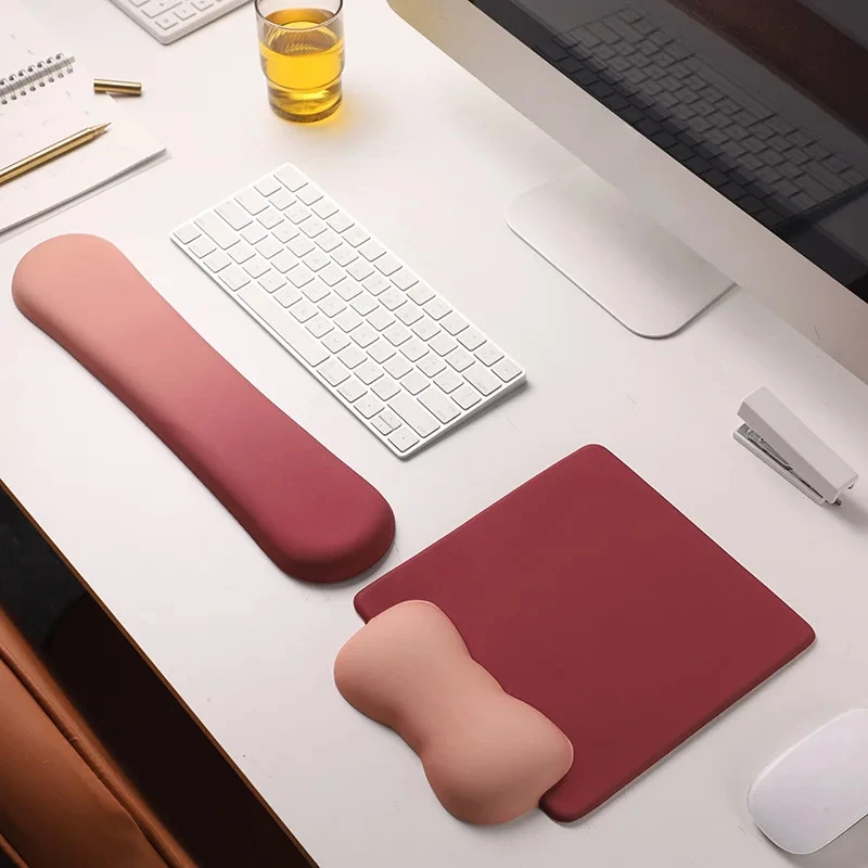 Gradient Silicone Wrist Rest Mouse Pad Ergonomic Desk Mat for Office Gaming 6 Gradient Color Options
