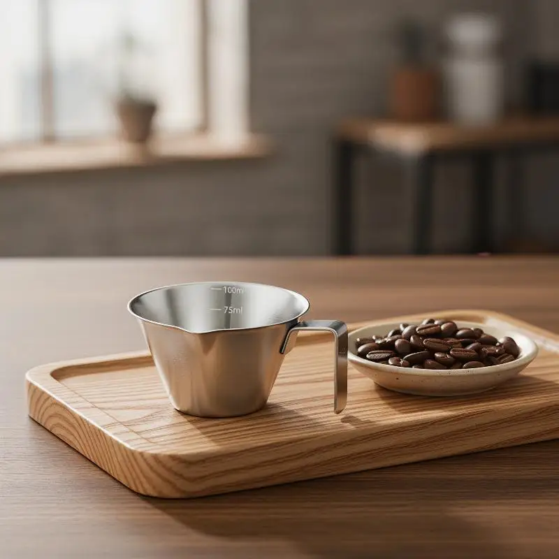 100ML 304 Stainless Steel Coffee Extraction Cup With Scale Small Milk Spoon Making Cup Espresso Measuring Cup Kitchen Tools Cup