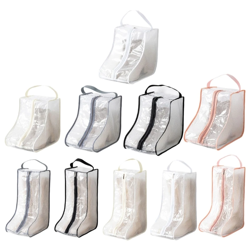 

Seasonal Boot Bag Moisture Proof Transparent Footwear Protector Waterproof Shoes Dust Cover with Zippers K2WE