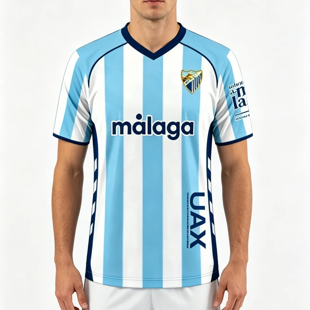 Nouveau Maillot de Foot 2026 Malaga CF Imprimé en 3D T-shirt Athleisure Adulte Séchage Rapide Doux Confortable pour la Famille et les Enfants