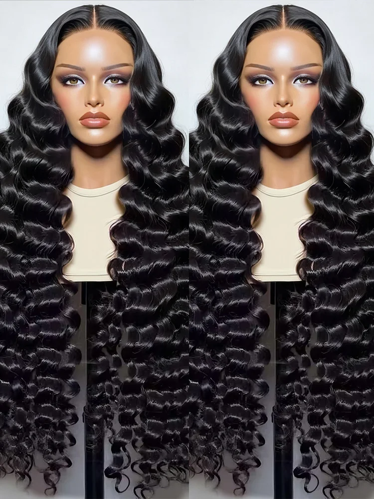 250 Density 40 42 Inch Loose Deep Wave Wigs 100% Brazilian Curly Wig Human Hair Wig 13x4 13x6 HD Transparent Lace Frontal Wig Pre Plucked Natural Black 360 Full Lace Front Human Hair Wigs For Women