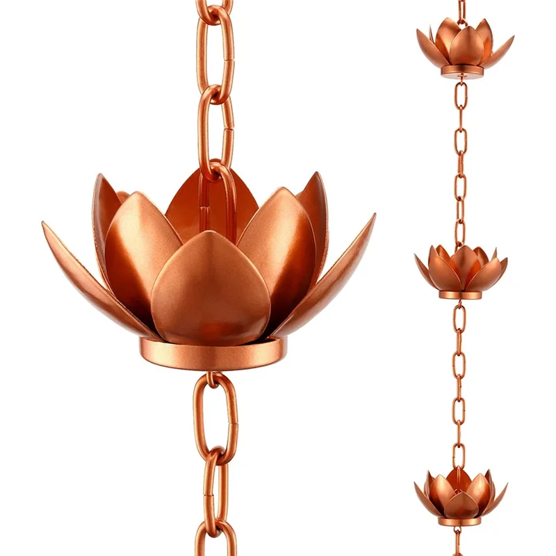 

A93Z Leaf Rain Chain With Adapter, 4Ft Lotus Style Rain Catcher Chain For Gutters, For Divert Water And Display, Fits Downspout