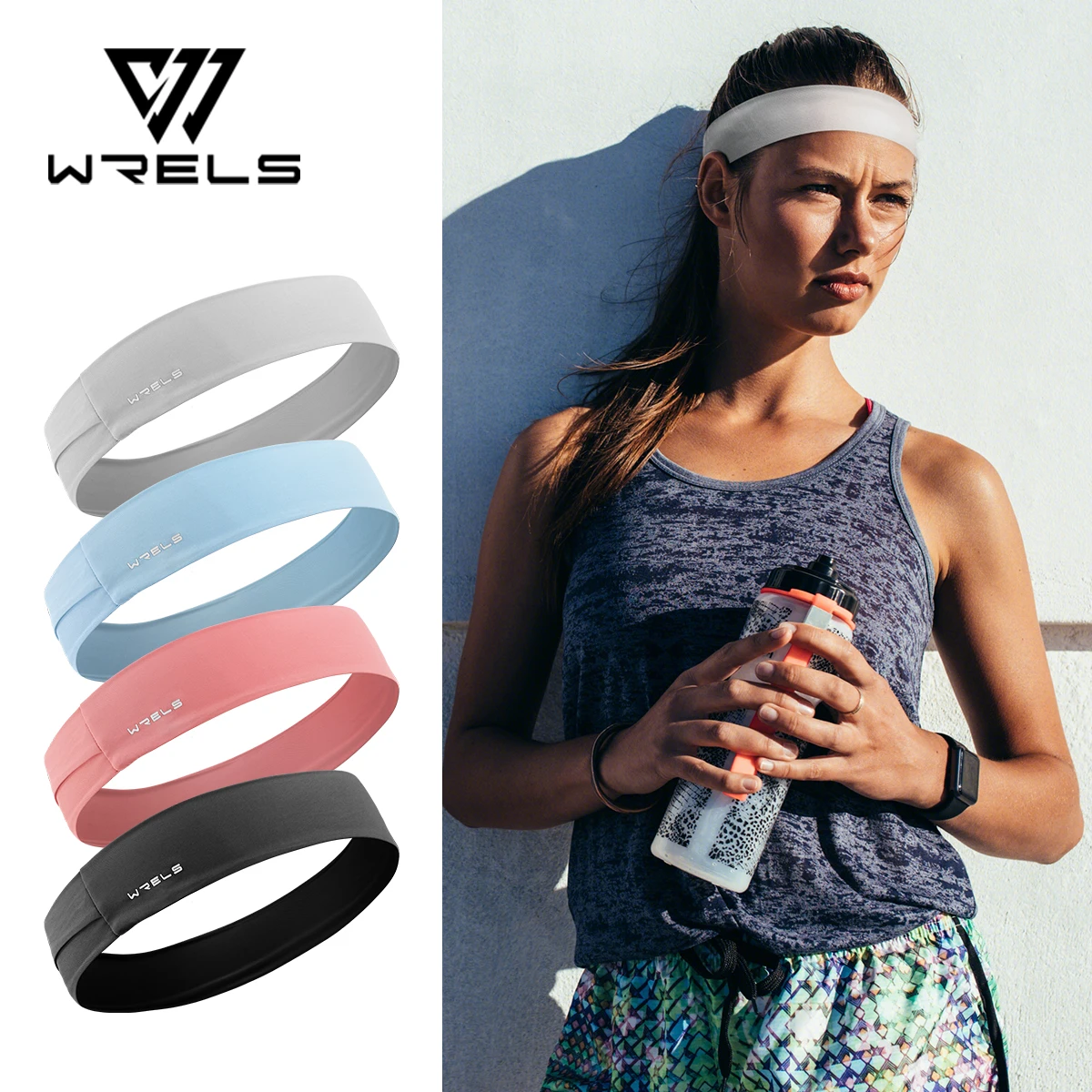 WRELS Sports Cinta para la cabeza de tenis de secado rápido, diademas transpirables elásticas de moda para deportes de verano, gimnasio, fitness, correr, yoga