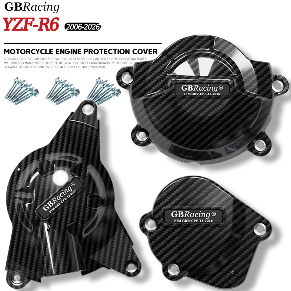 

V2 New GBR acing YZF-R6 STOCK Engine Cover Set 2006-2026 Timing Cover Clutch Cover Alternator Cover Motorcycles Accessories