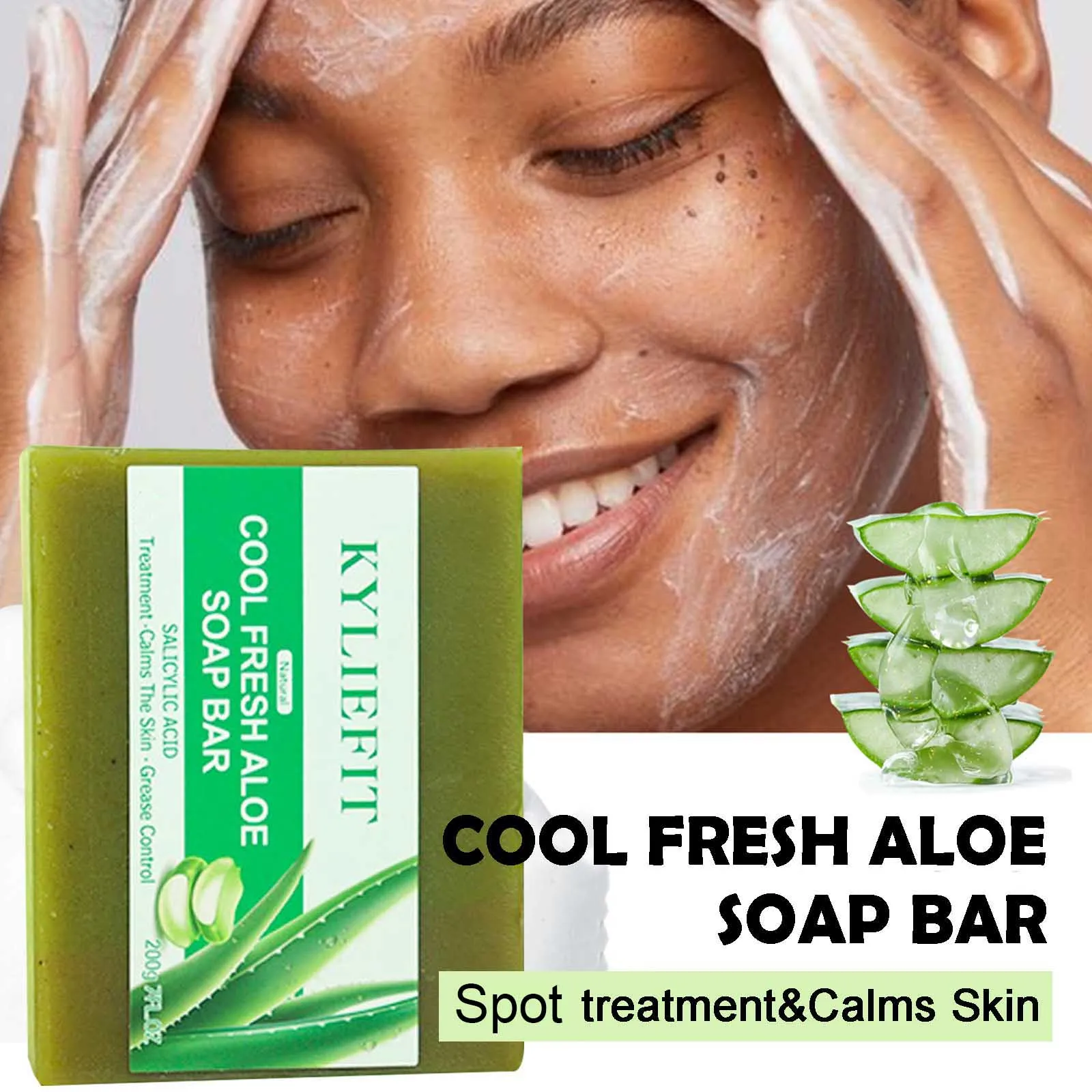 Aloe Brightening Soap Bar, Reduce Dark Spots, Sun Spots, Acne, Oil Control, Clean Stains, Exfoliation, For Face and Body