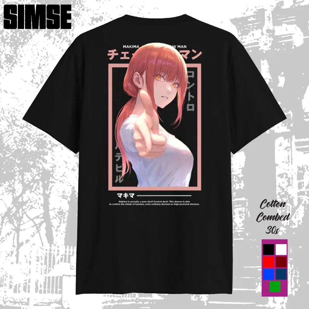 

T-shirt Pria Distro Sablon DTF MAKIMA CHAINSAW MAN SMILE T-shirt Anime Jepang SIMSE.ID