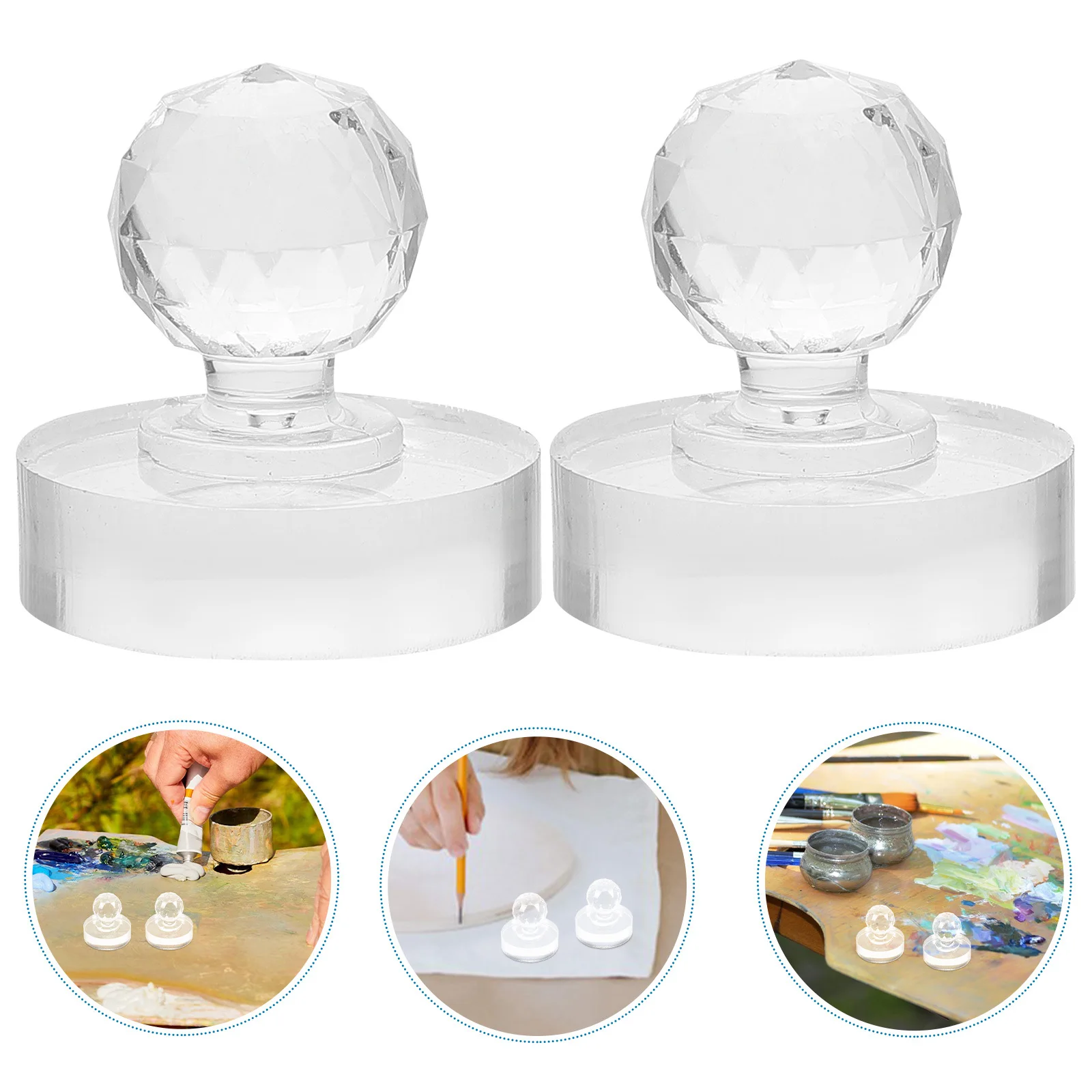 

2pcs Acrylic Oil Watercolor Pigment Mixing Portable Small Pestle Textured Art Tool Manual Mixing Tool For Artists Home Use