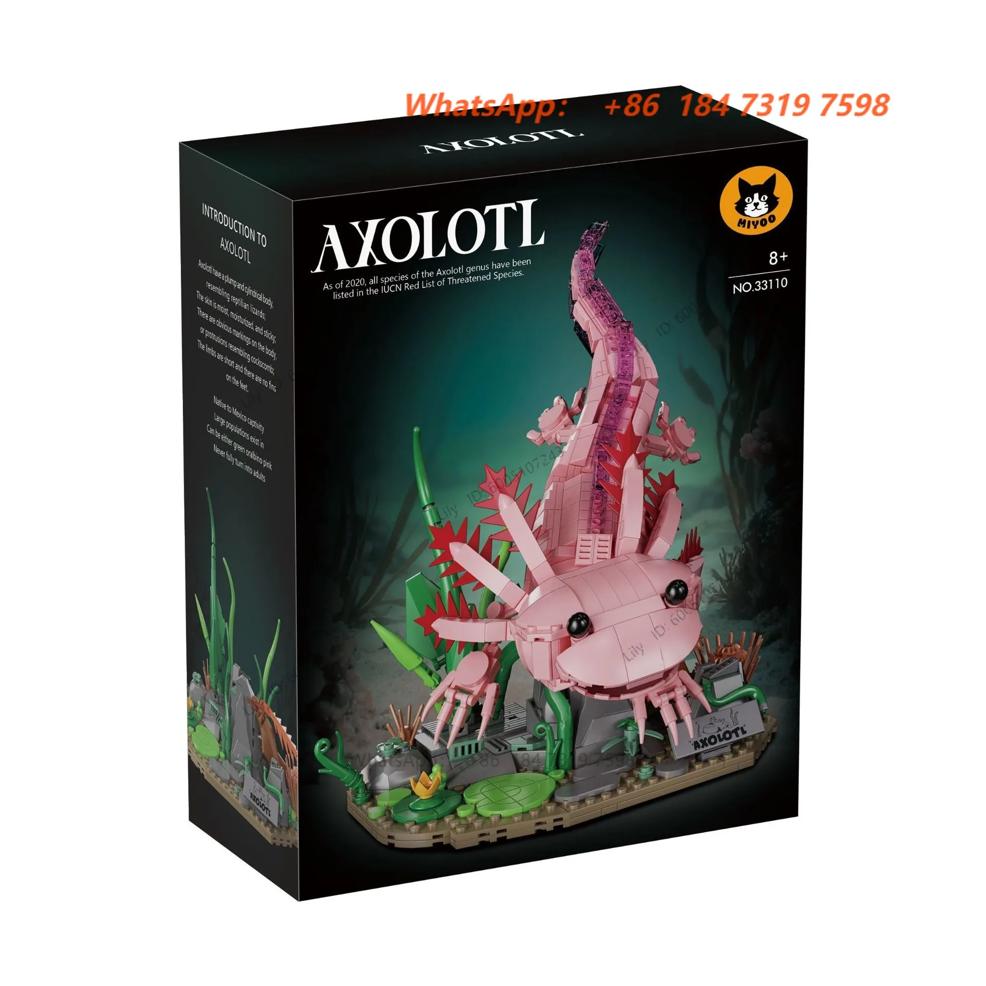 33110  Creative Aquatic Amphibian Axolotl Model Building Blocks Set Educational Construction Bricks Toy Gift For Kids Adults