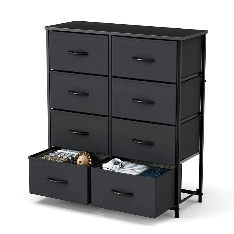 Sweetcrispy Plus Furniture Indoor Furniture Cupboards Cabinets Dresser - Fabric Storage Tower with 8 Drawers, Bedrc Bins, SteelB