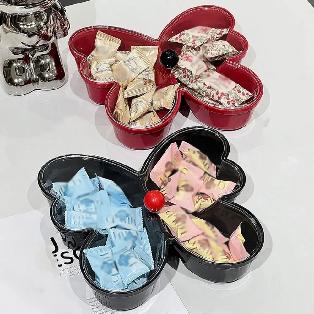 

Butterfly-shaped Fruit Plate Tray Creative Reusable Candy Storage Box 2 Compartments with Lid Divided Serving Platter Snack Box