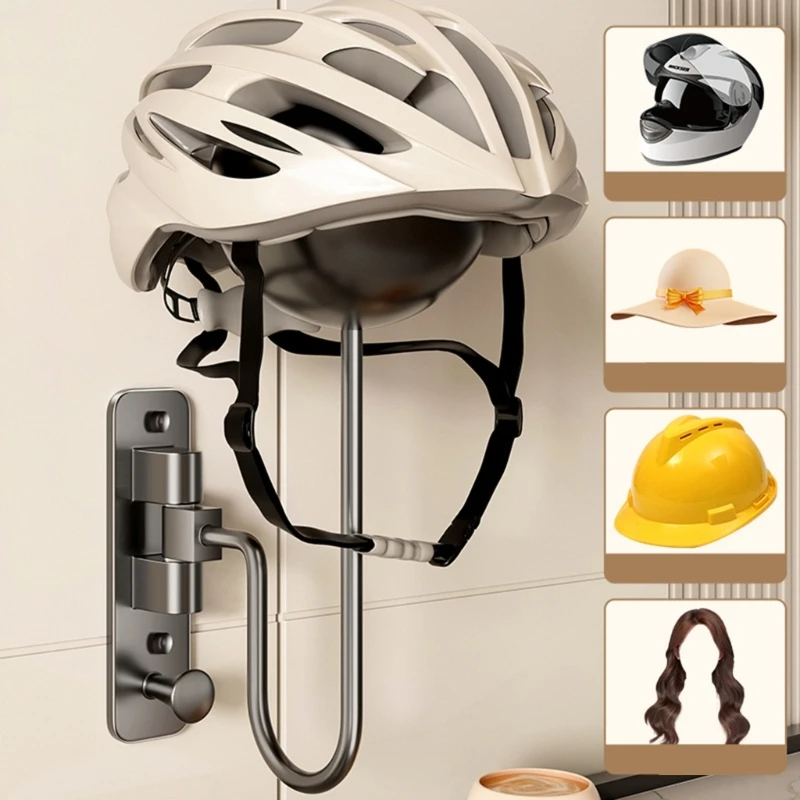 Motorcycle Helmets Holder, Metal Construction Space Saving, None Damaging For Home Garage Organization Easy Installation