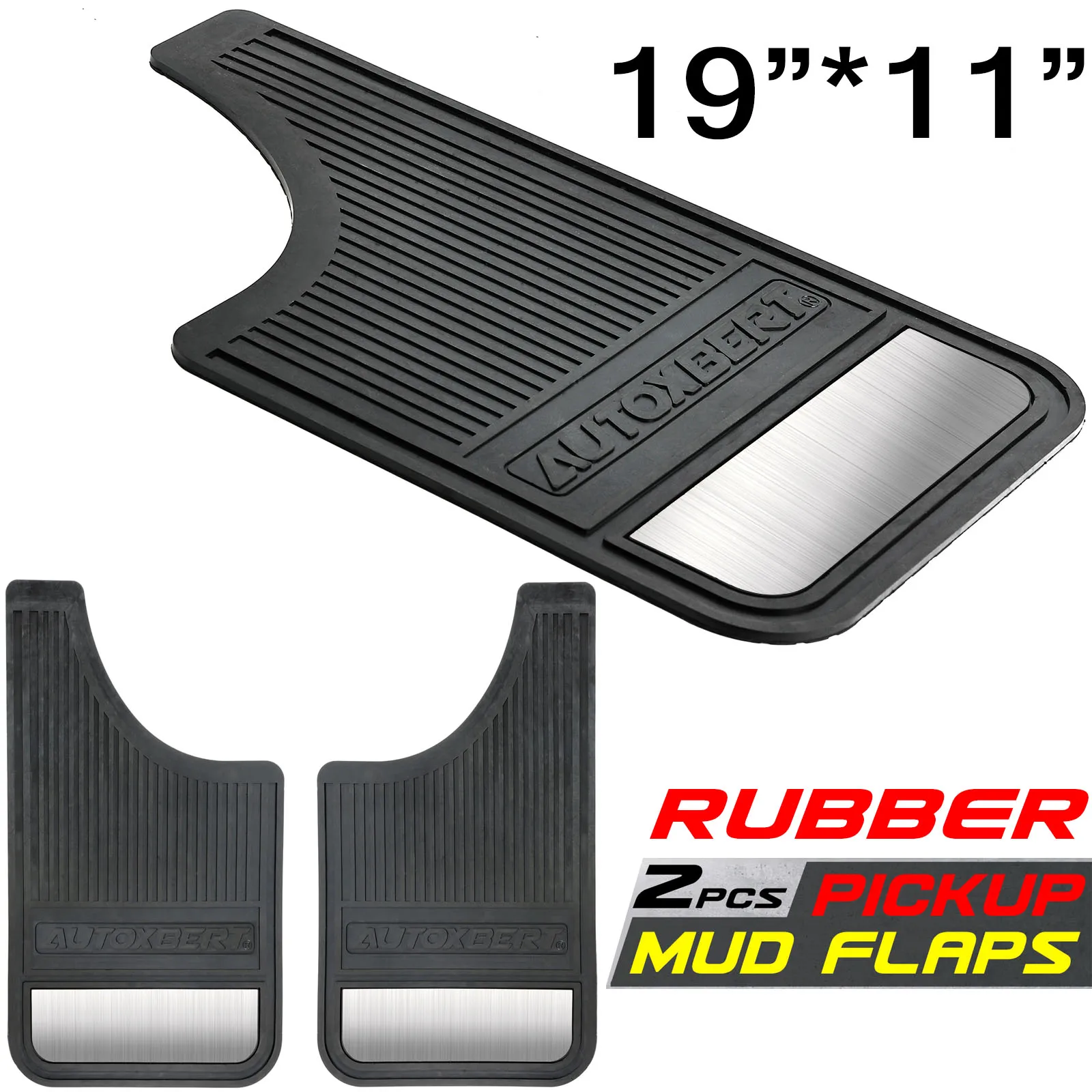 2PCS Heavy Duty Rubber Mud Flaps Pickup Trucks Van Car Splash Guards Wheel Liner with Night Reflectors Front or Back Rear Tires
