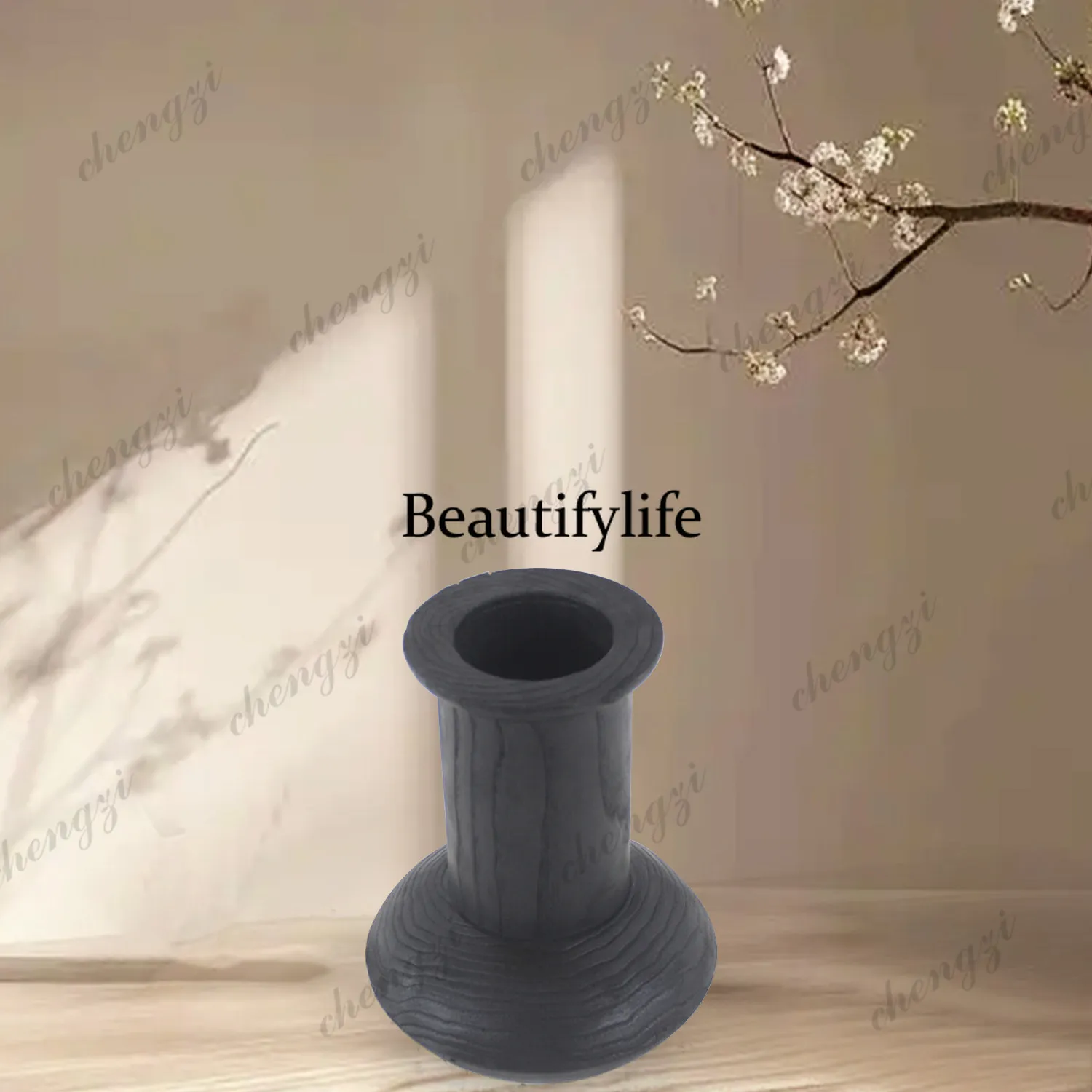 Wabi Shafeng Home Furnishing B & B Living Room Eggshell Solid Wood Flower Vase Dried Flowers Dried Branches
