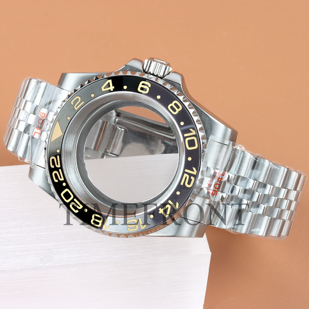 Fit Modified Seiko NH35 40MM Watch Case Classic 24 Hours Ceramic Bezel For GMT NH34 NH35 NH36 NH38 Movement 28.5mm Dial Jubilee image 3