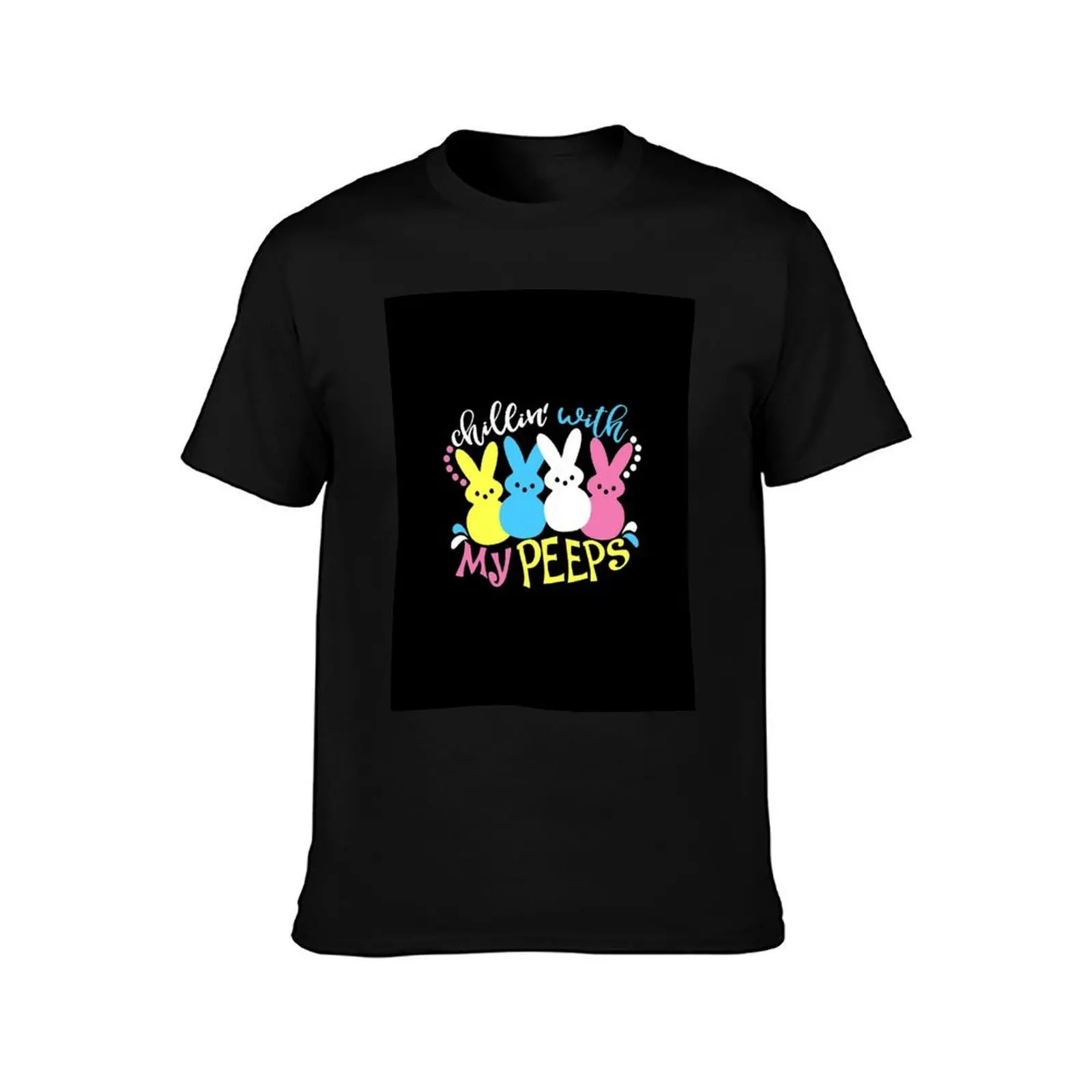 Chillin' With My Peeps Funny Bunny Cat Easter Gift T-Shirt Gym Exercise Short Sleeve T-Shirt