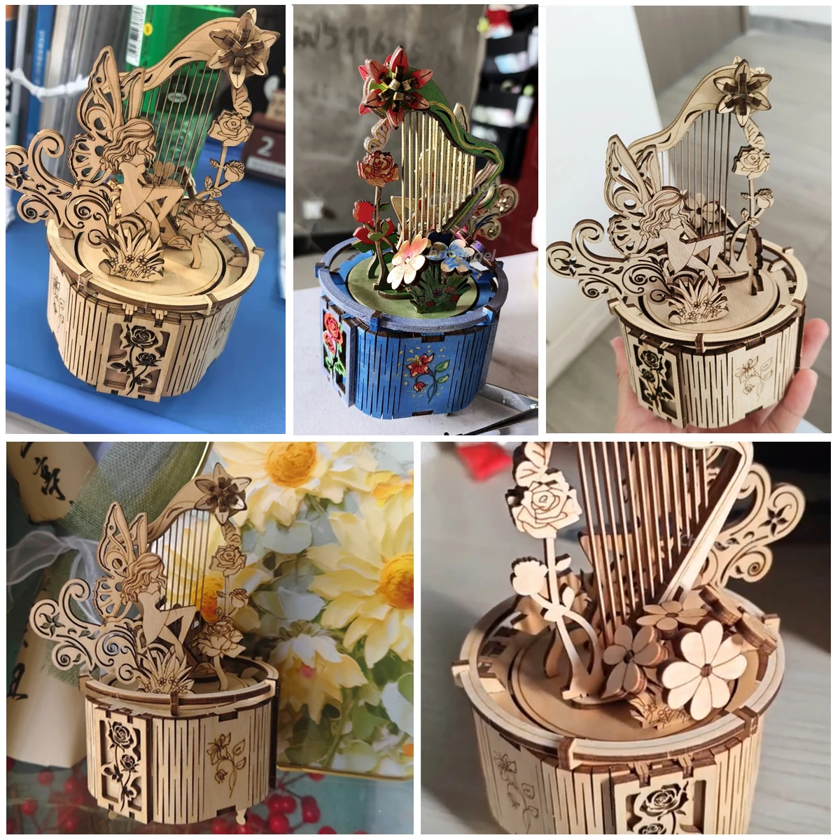 Puzzle 3D en bois, modèle lune et étoile, Kits de construction de boîte à musique, décor artisanal rotatif, jouet éducatif STEM, cadeau pour adultes, adolescents et enfants