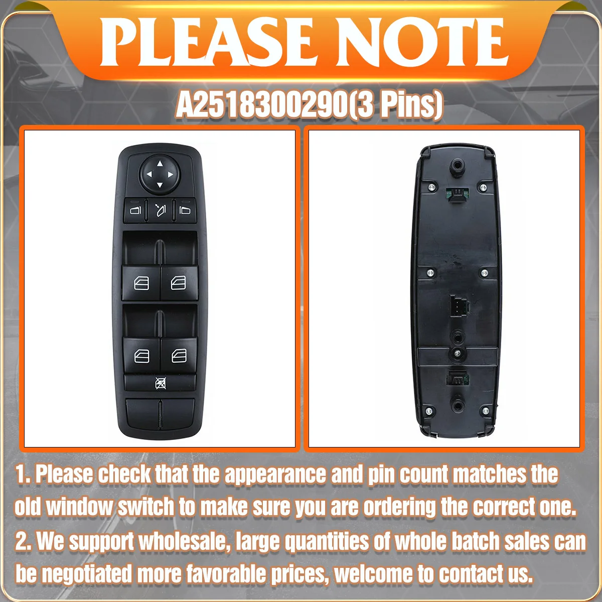 A2518300290 LHD Master Power Window Switch Button Lifter For BENZ w164 w251 x164 GL350 GL450 GL550 ML320 ML350 ML450 R320 R350