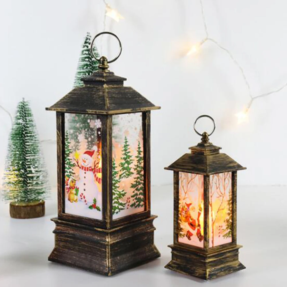 Christmas Candlestick Lantern Night Light Multi-Function Xmas Party Props For Home Room Store