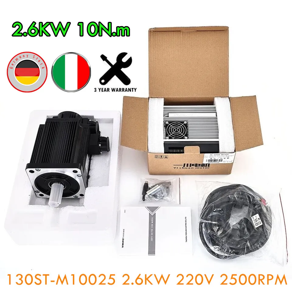 【Optical Encoder】130ST-M10025 2.6KW 220V AC Servo motor 2600W 2500RPM 10N.M. Single-Phase ac drive Matched Optical Driver