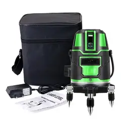 5 Green Cross Lines Laser Level Machine Self-Leveling 360 Rotatable Indoor Outdoor Radius Alternating Horizontal Vertical