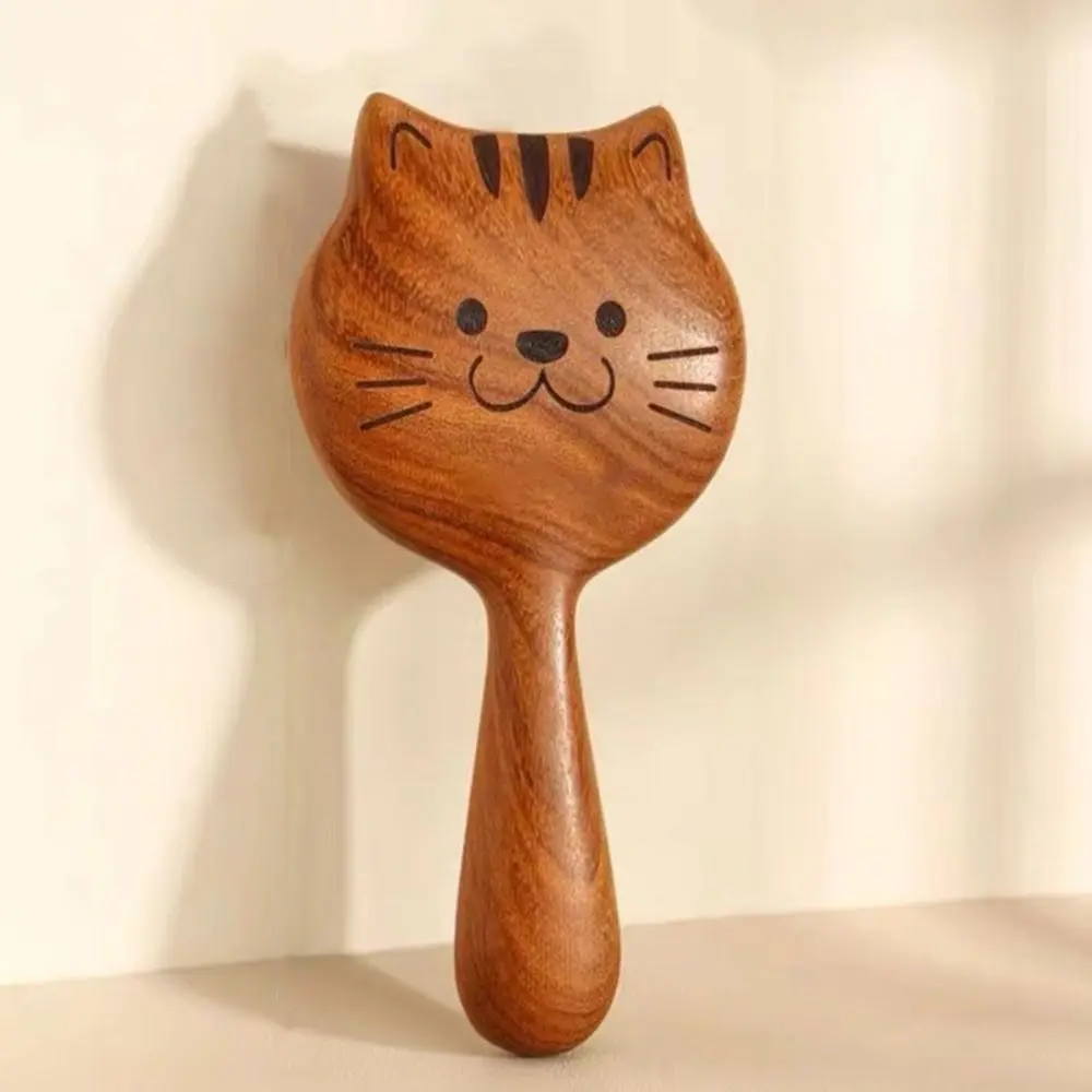 

Расческа для волос из сандалового дерева для кошек, антистатическая расческа для массажа кожи головы с медведем, клей без перелива, кровообращение головы, гладкая щетка для расслабления волос